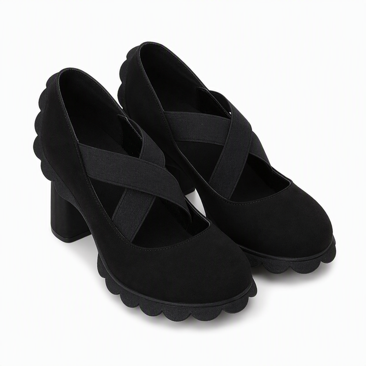 Cristina | Zapatos de Tacón Ancho con Tiras Cruzadas