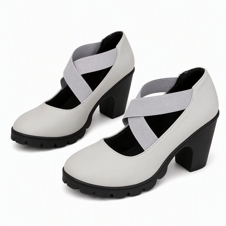 Cristina | Zapatos de Tacón Ancho con Tiras Cruzadas
