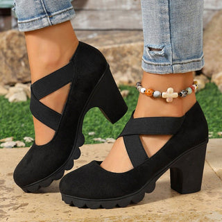 Cristina | Zapatos de Tacón Ancho con Tiras Cruzadas